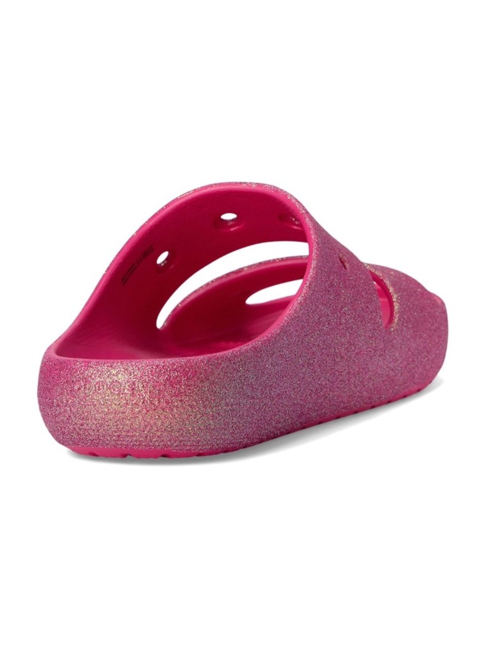 Crocs Classic Iridescent Glitter Unisex Hot Pink Slides Size W 7 NWT - Picture 4 of 11